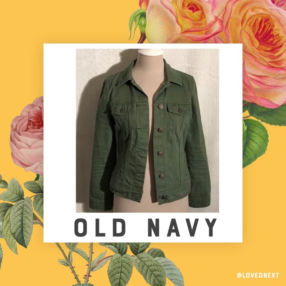 Army green denim / jean jacket | small